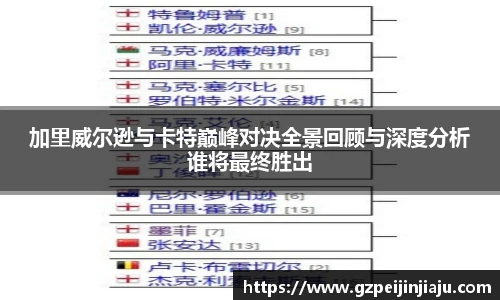 加里威尔逊与卡特巅峰对决全景回顾与深度分析谁将最终胜出